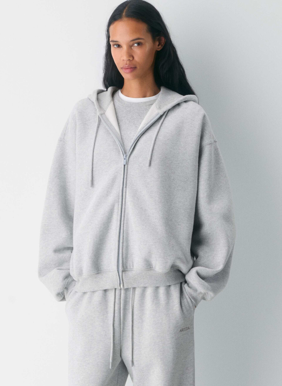 koselig hettegenser med fleece-logo heather chrome