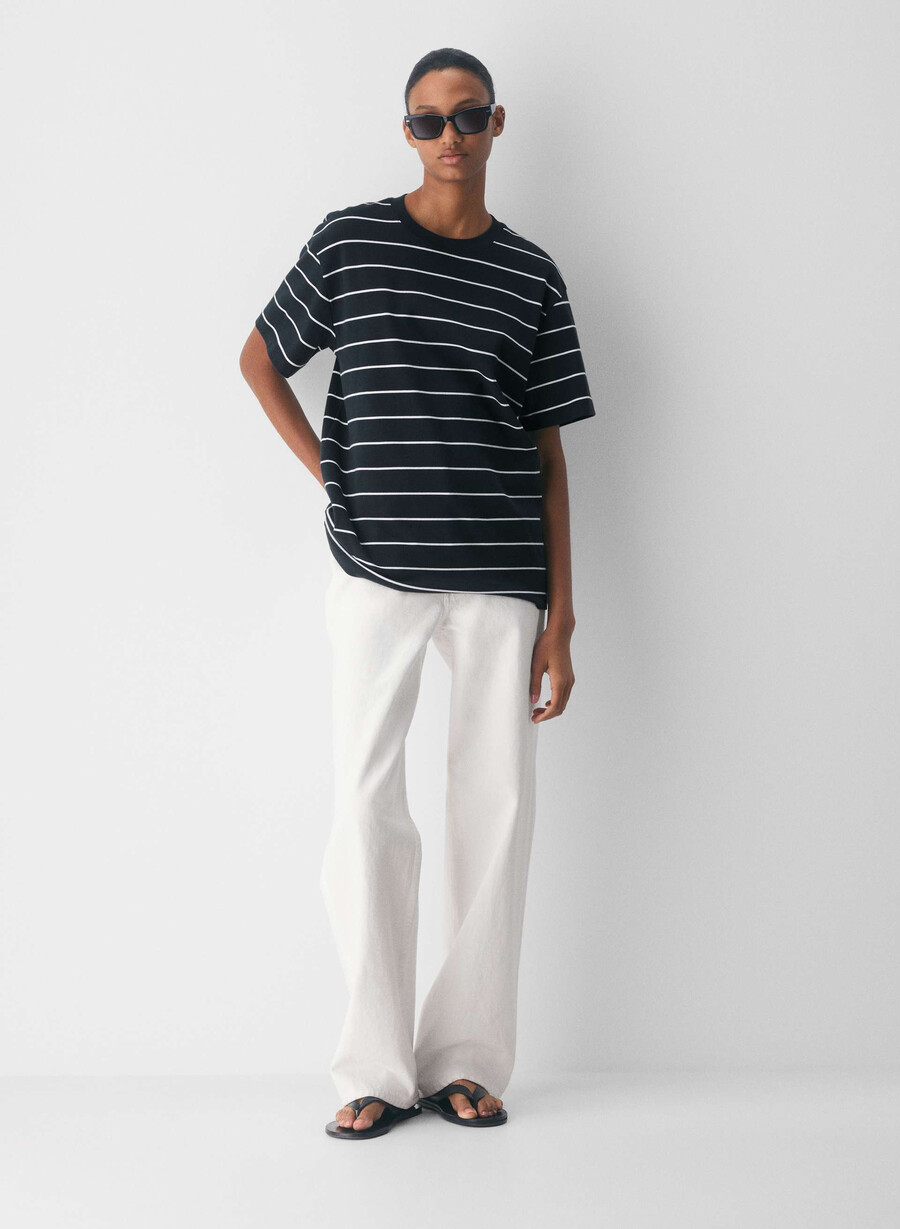 interlock cotton pegasus t-skjorte mØrk navyhvit