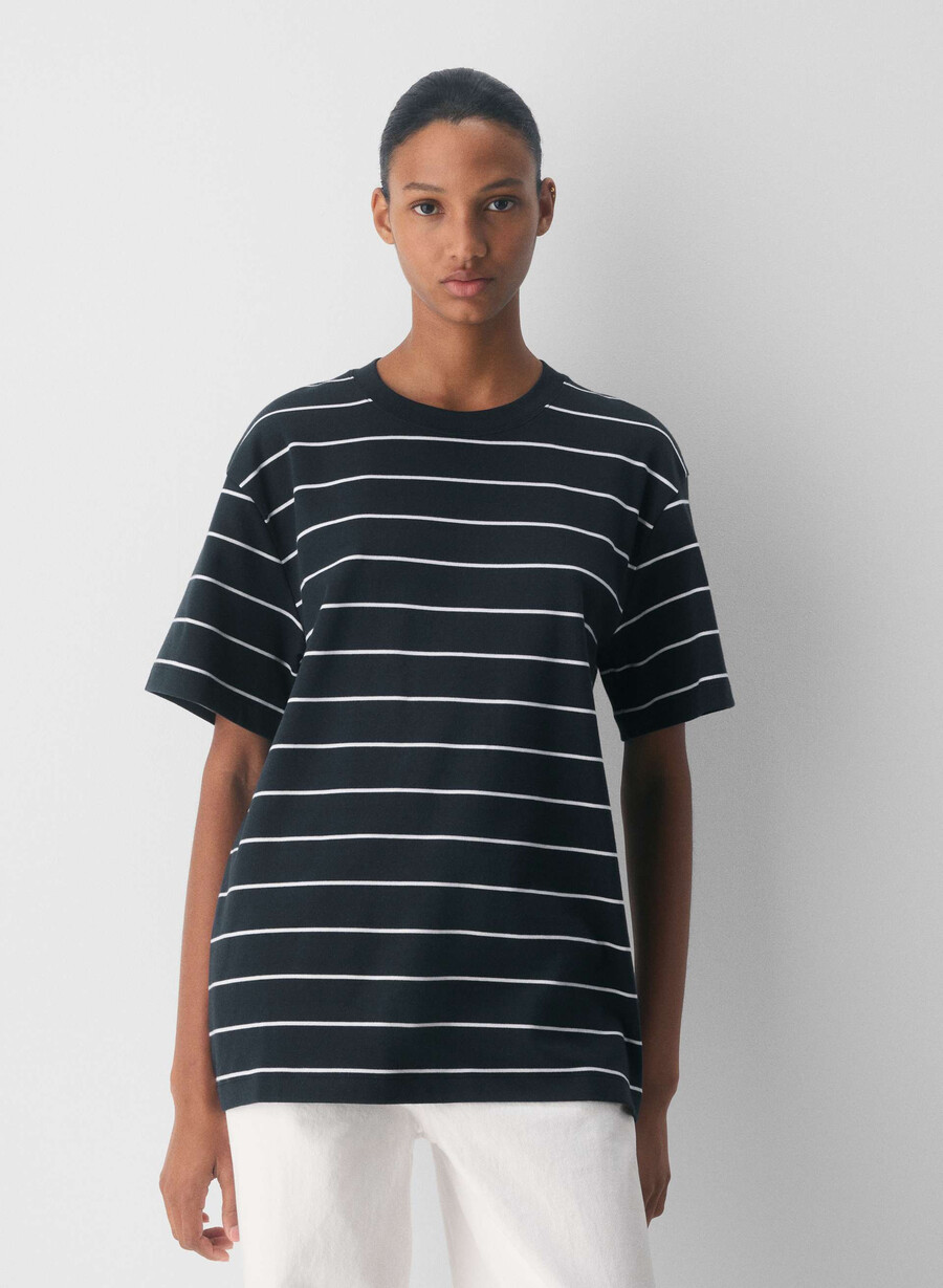 interlock cotton pegasus t-skjorte mØrk navyhvit