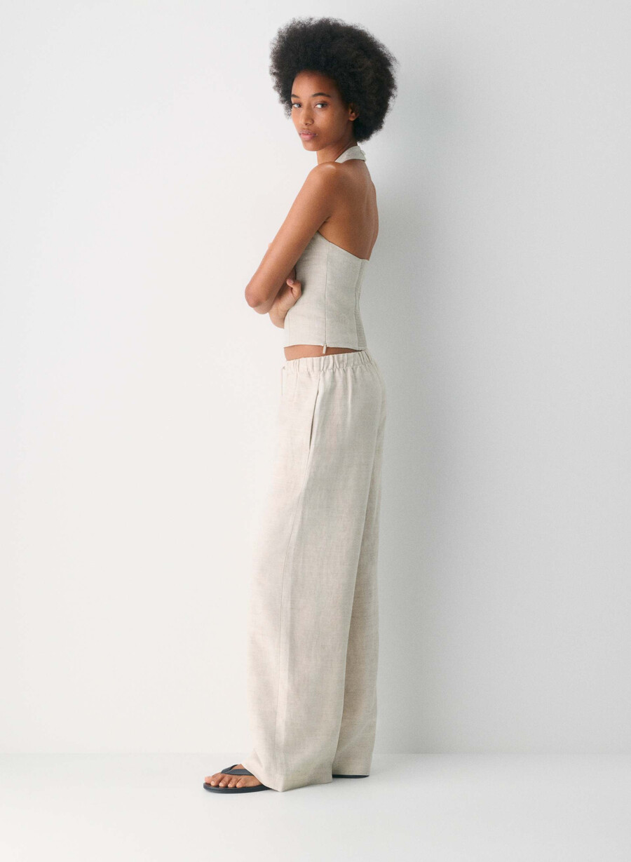 whisper linen halter topp naturlig ecru