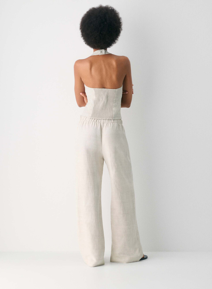 whisper linen halter topp naturlig ecru