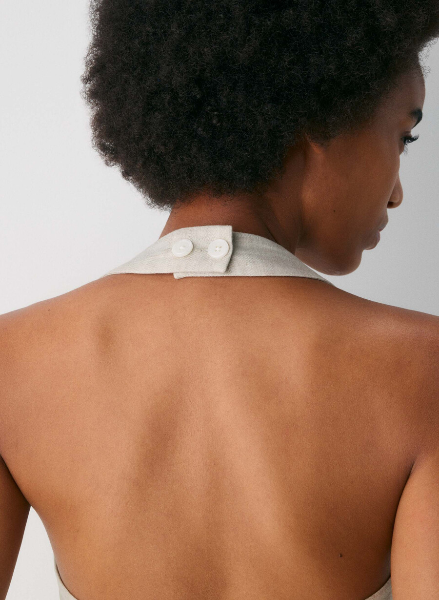whisper linen halter topp naturlig ecru