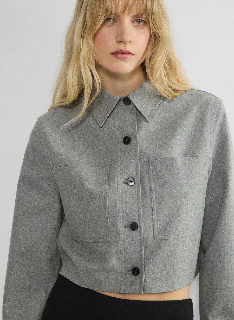 liten cropped jakke - reessential lys mØrkegrÅ