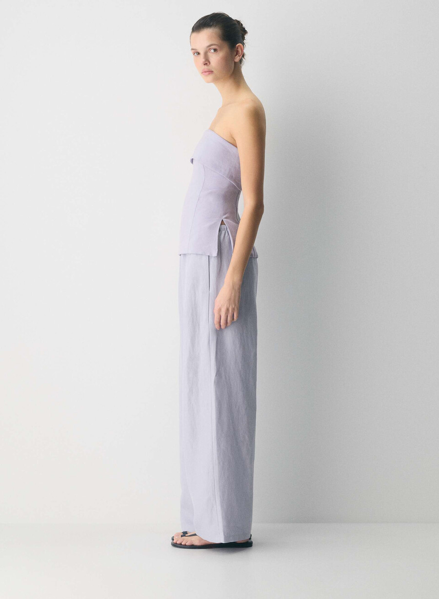 element linen tube topp villblomster lila
