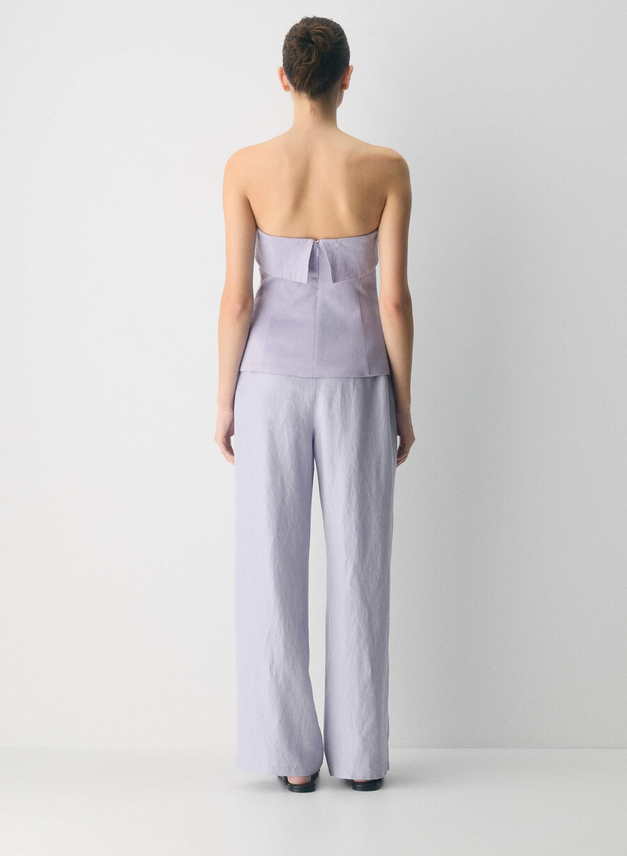 element linen tube topp villblomster lila