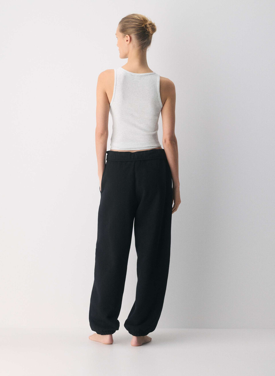 koselig svettefleece mega foldover baggy jogger svart