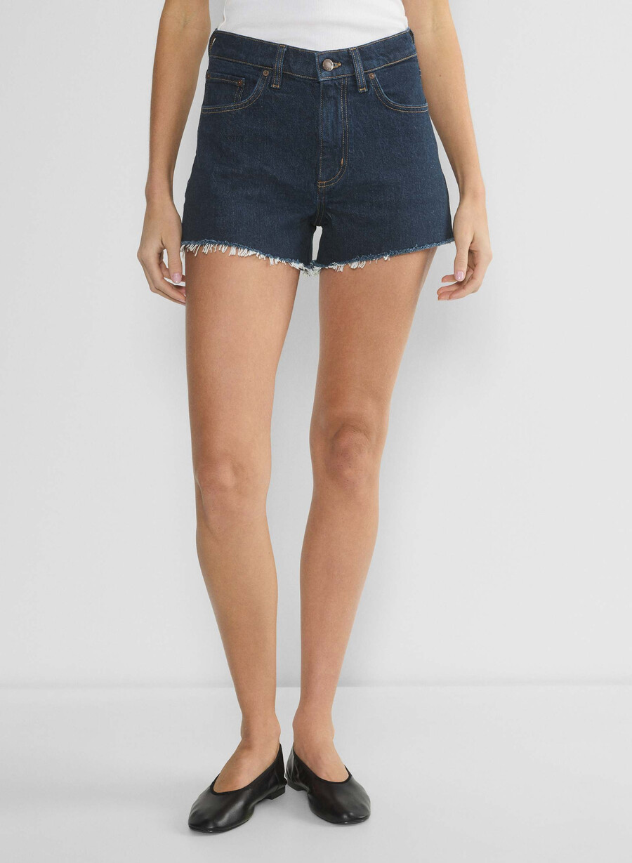 denim forum jodie høy rise mini denimshorts no-stress mØrk blÅ