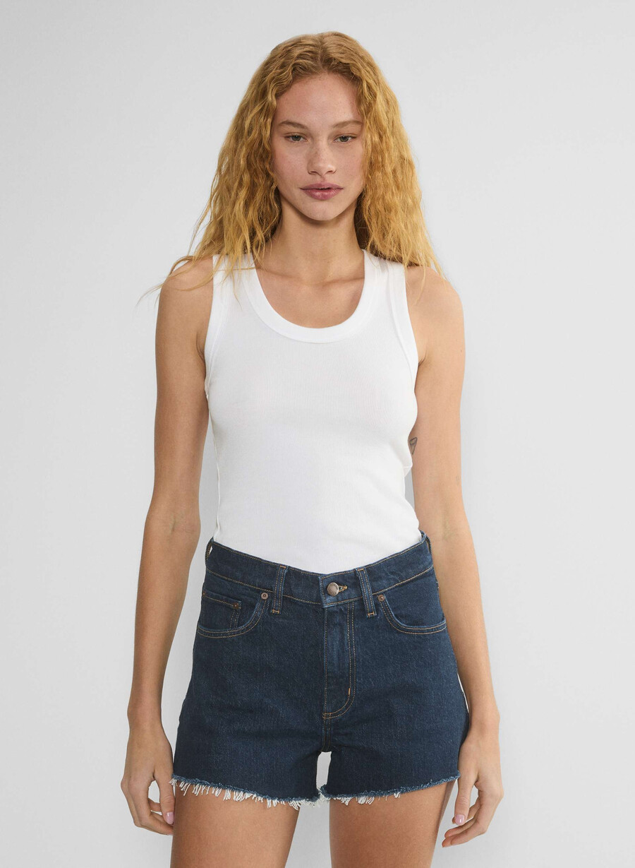 denim forum jodie høy rise mini denimshorts no-stress mØrk blÅ