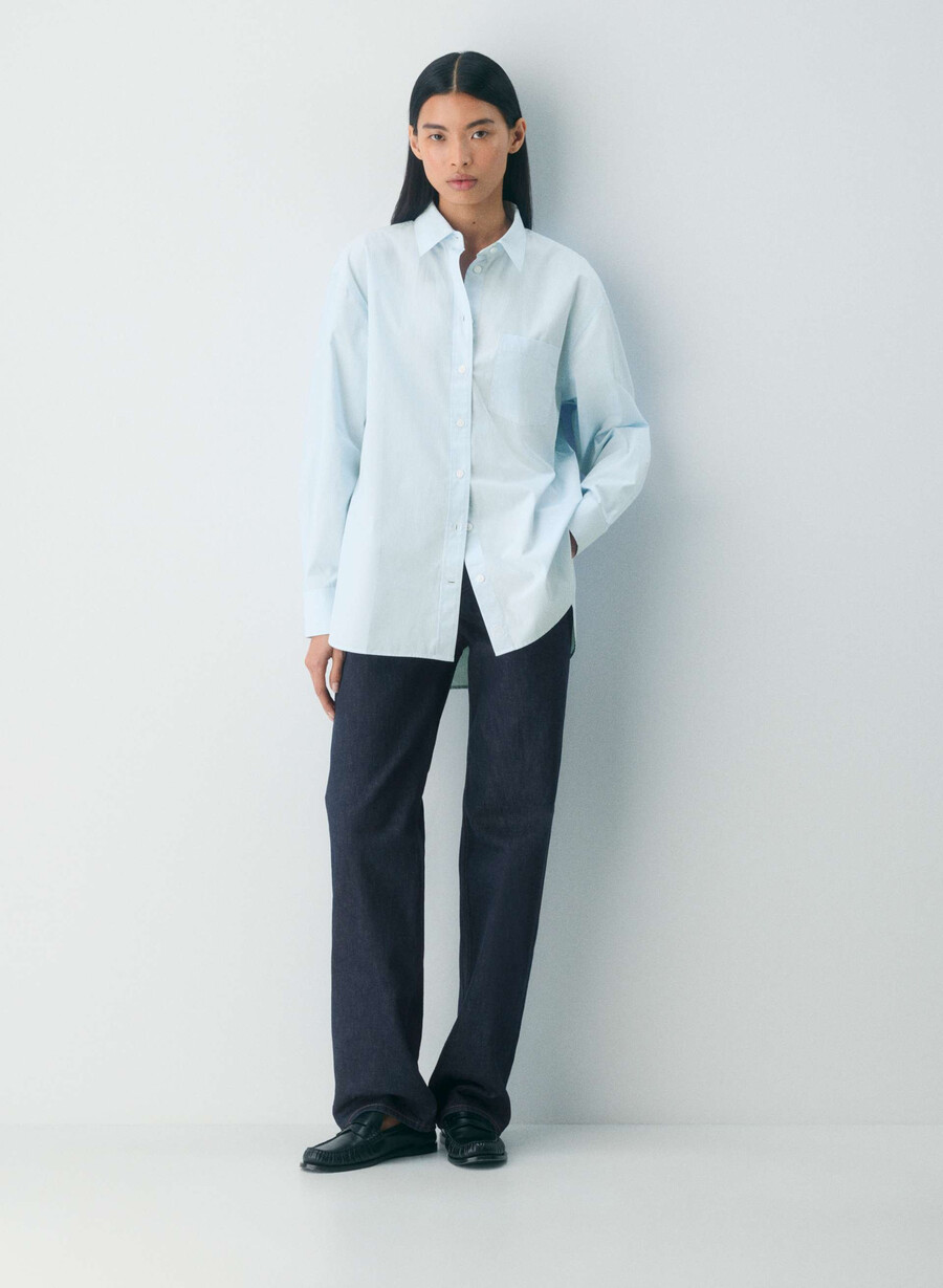 outro oversized poplin-skjorte ingd strp w crnfl b