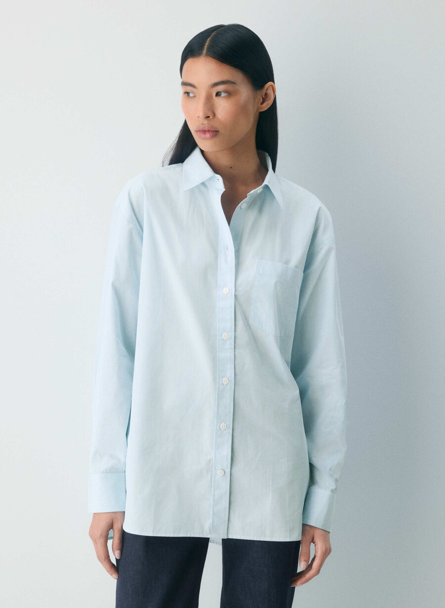 outro oversized poplin-skjorte ingd strp w crnfl b