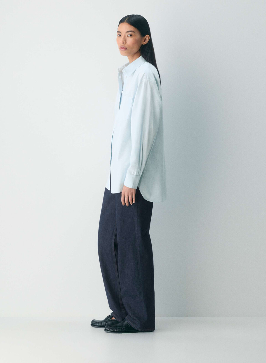 outro oversized poplin-skjorte ingd strp w crnfl b
