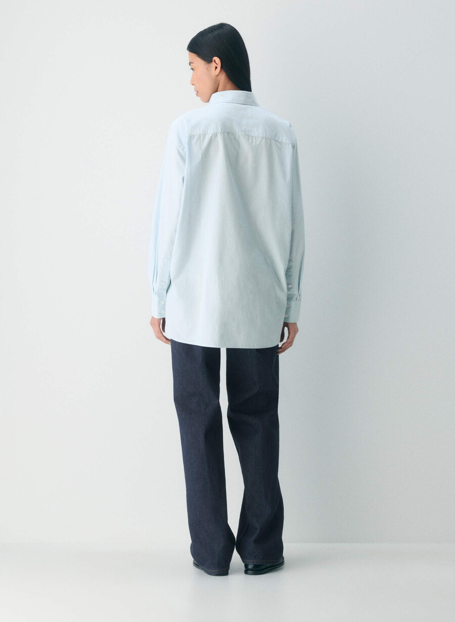 outro oversized poplin-skjorte ingd strp w crnfl b