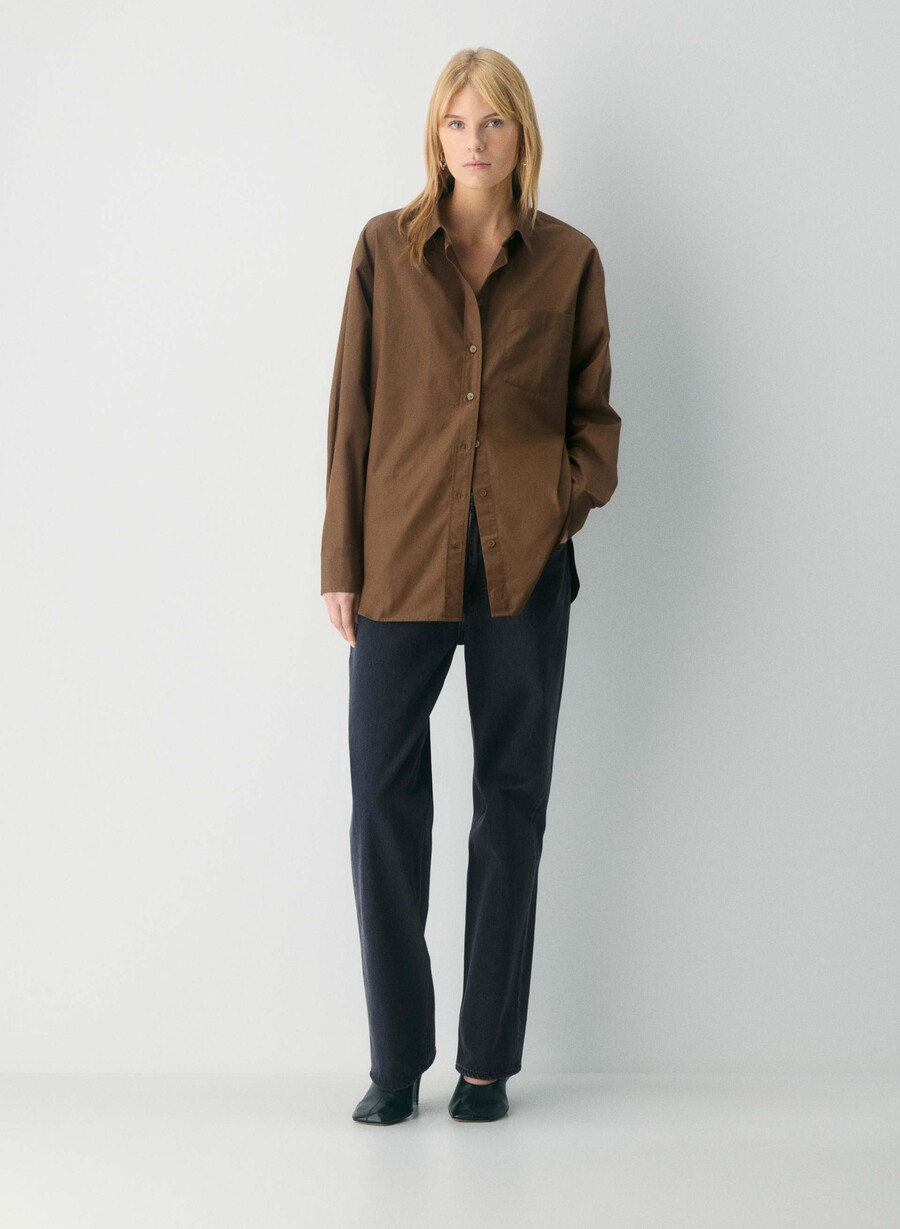outro oversized poplin-skjorte cello brun