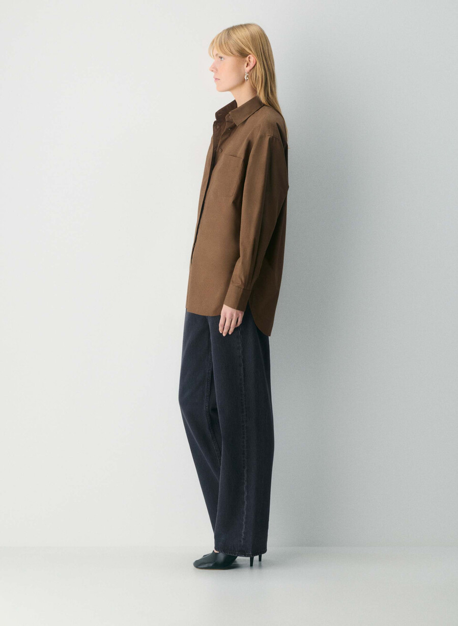 outro oversized poplin-skjorte cello brun