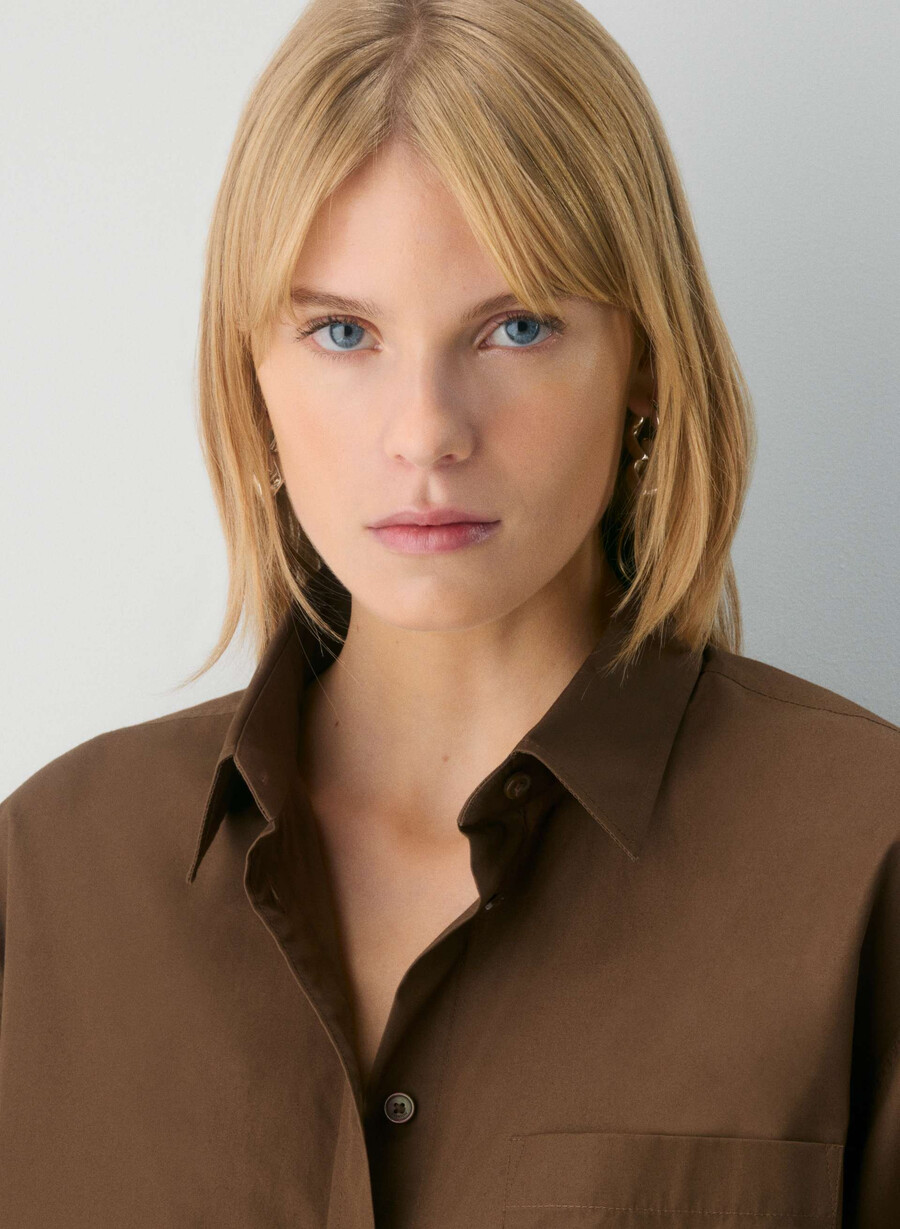 outro oversized poplin-skjorte cello brun