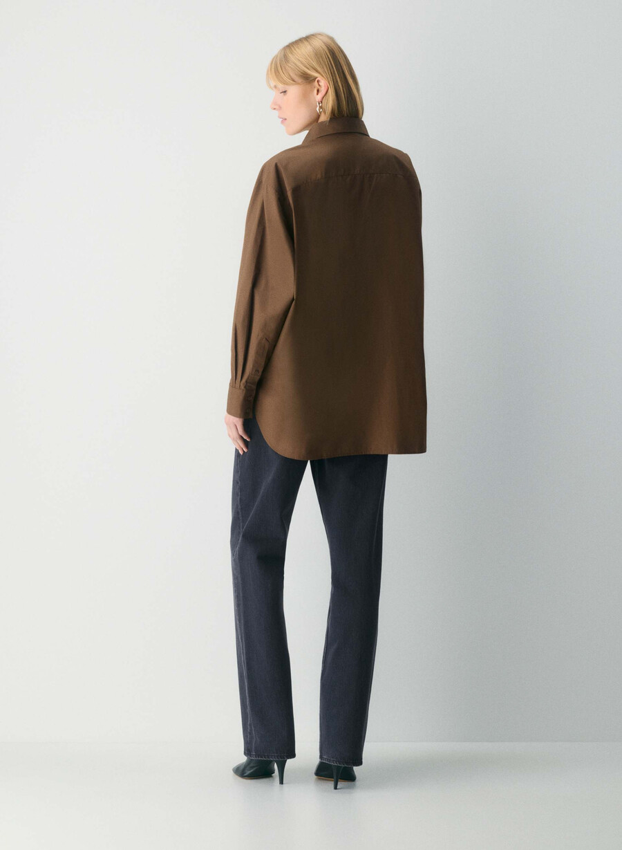 outro oversized poplin-skjorte cello brun