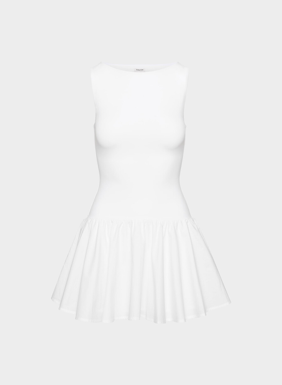 segment poplin kjole knallhvit