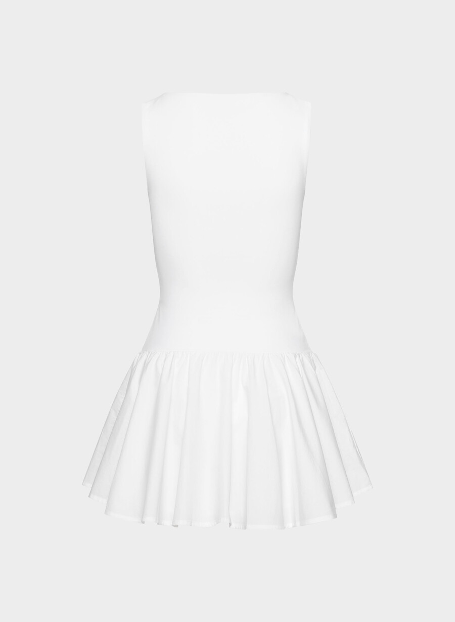 segment poplin kjole knallhvit