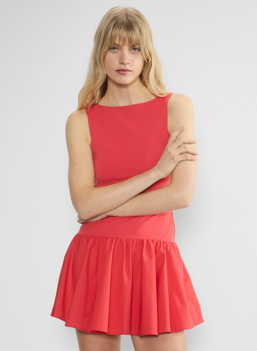 segment poplin kjole knallhvit