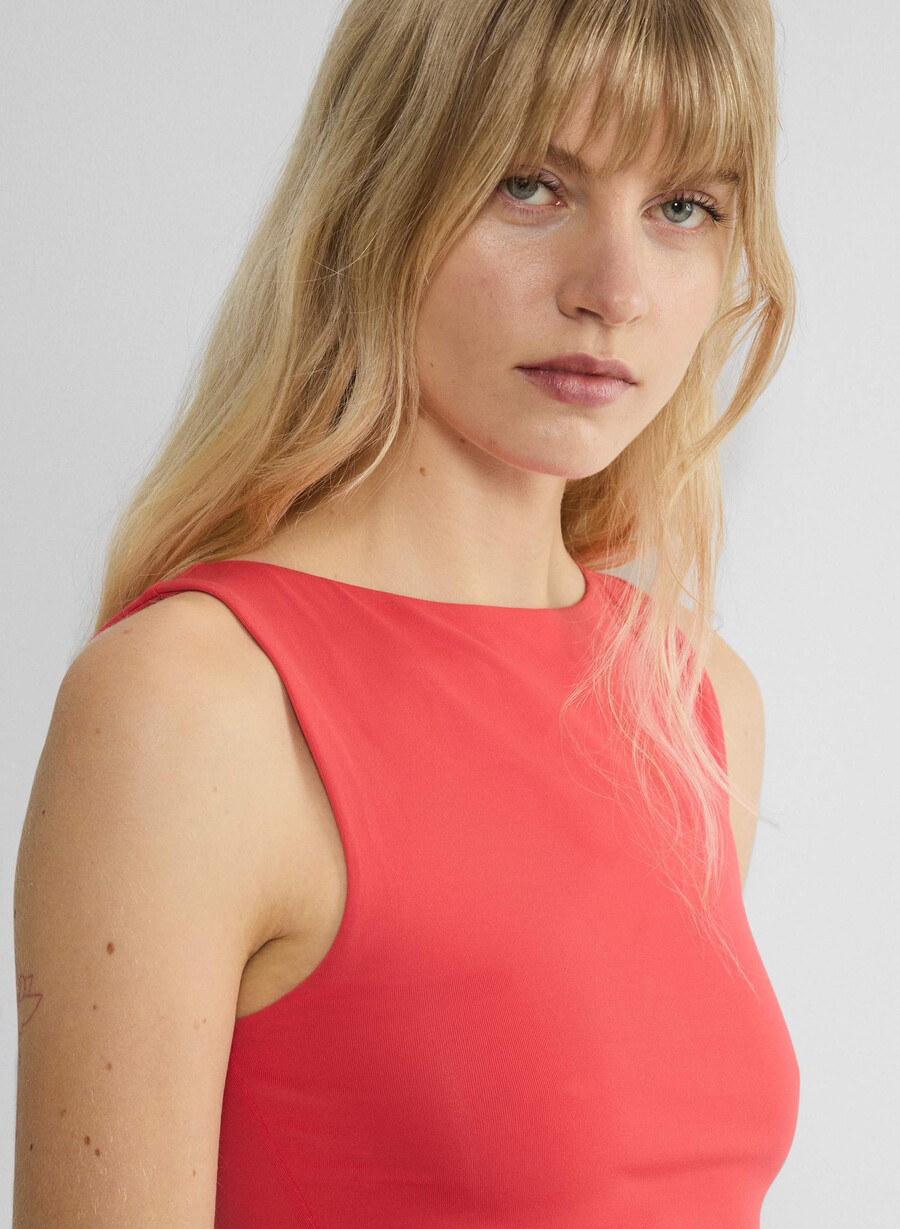 segment poplin kjole knallhvit