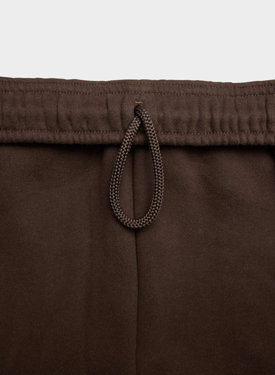 koselig svettefleece mega høyt midje minishorts rik mokkabrun