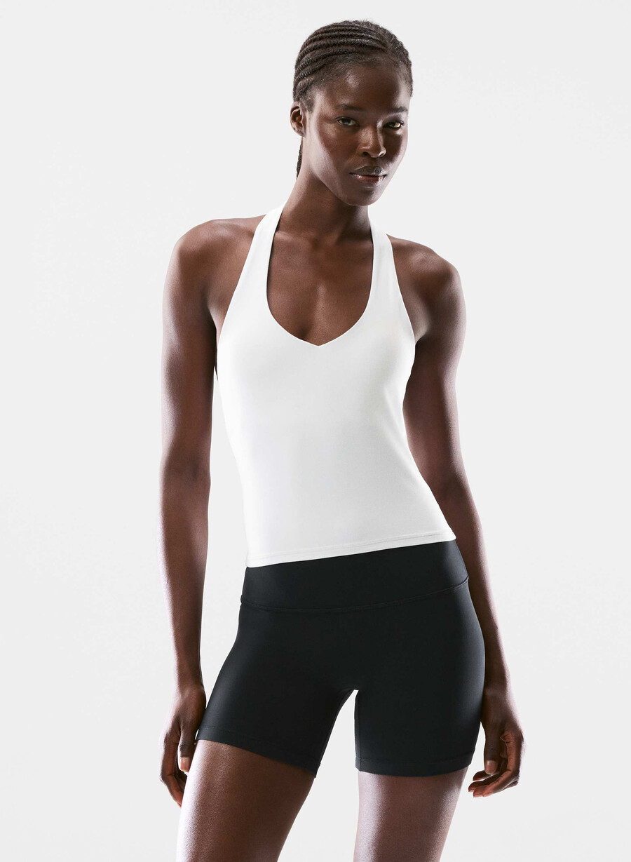 butter prime halter sports tanktop klank hvit