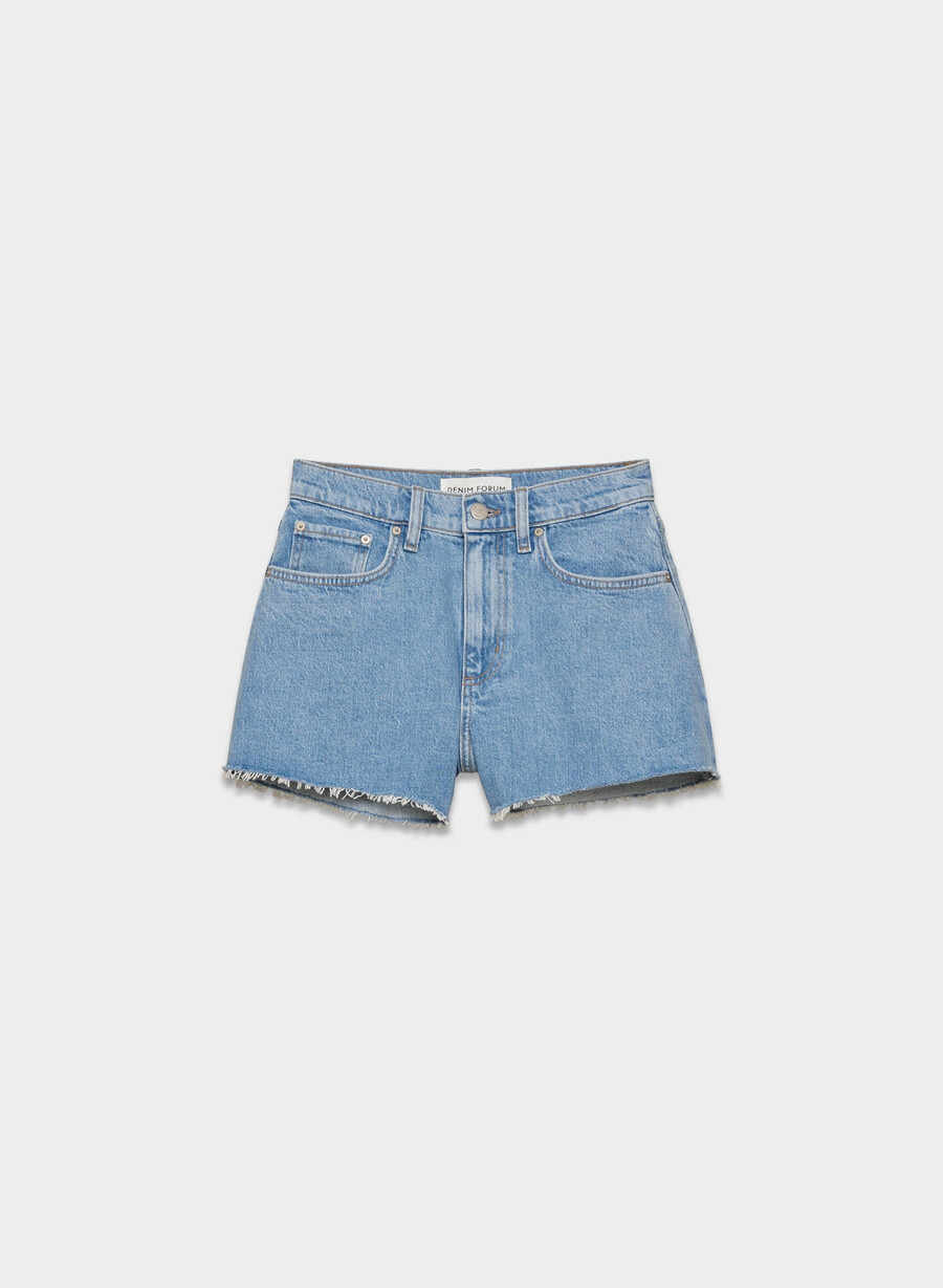 denim forum jodie curve-fit hi-rise mini denim short no-stress lys blÅ
