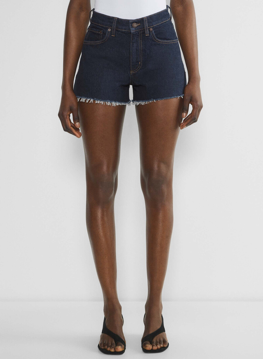 denim forum jodie curve-fit hi-rise mini denim short no-stress mØrk blÅ