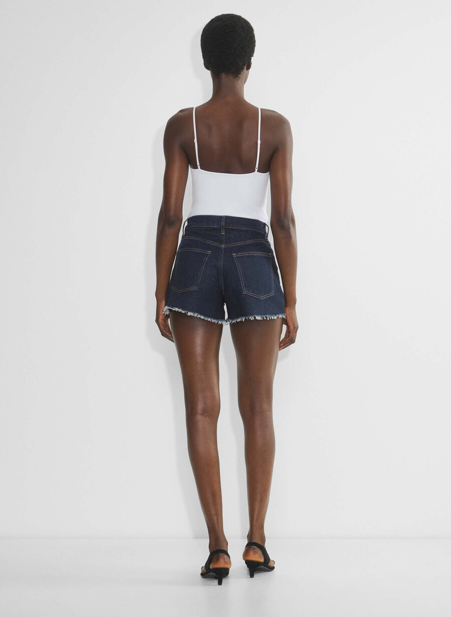 denim forum jodie curve-fit hi-rise mini denim short no-stress mØrk blÅ