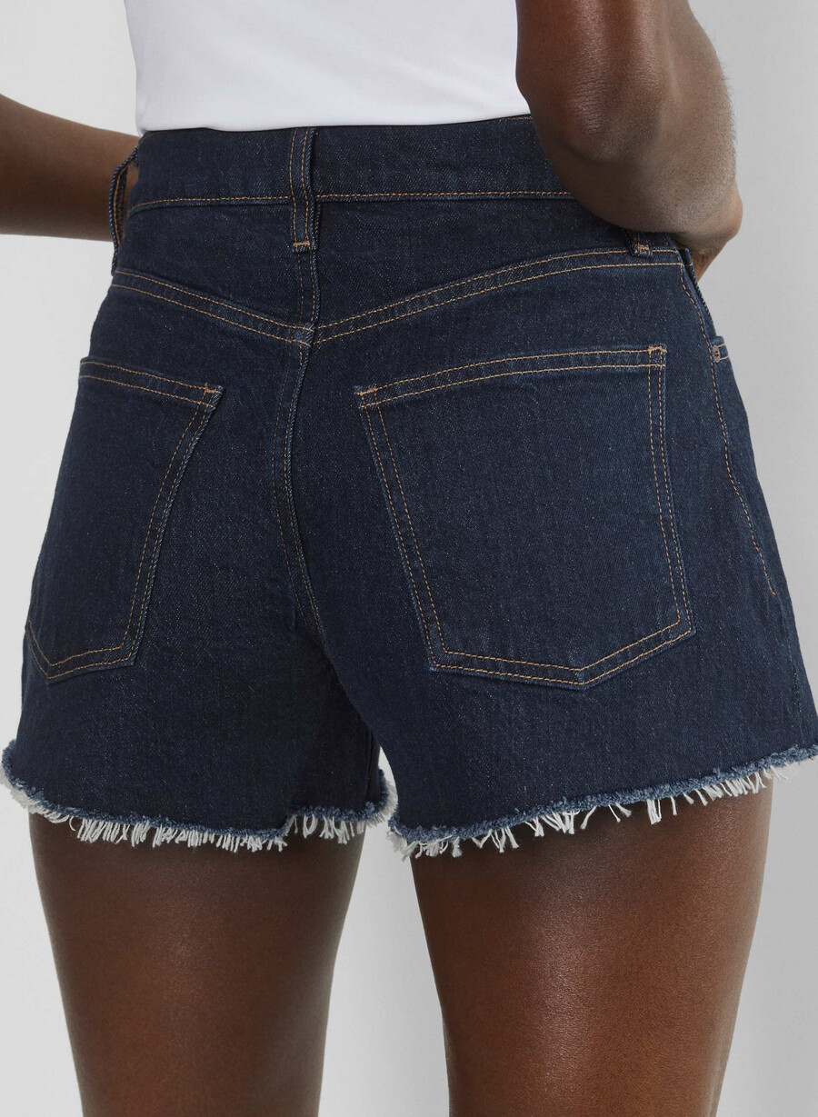 denim forum jodie curve-fit hi-rise mini denim short no-stress mØrk blÅ