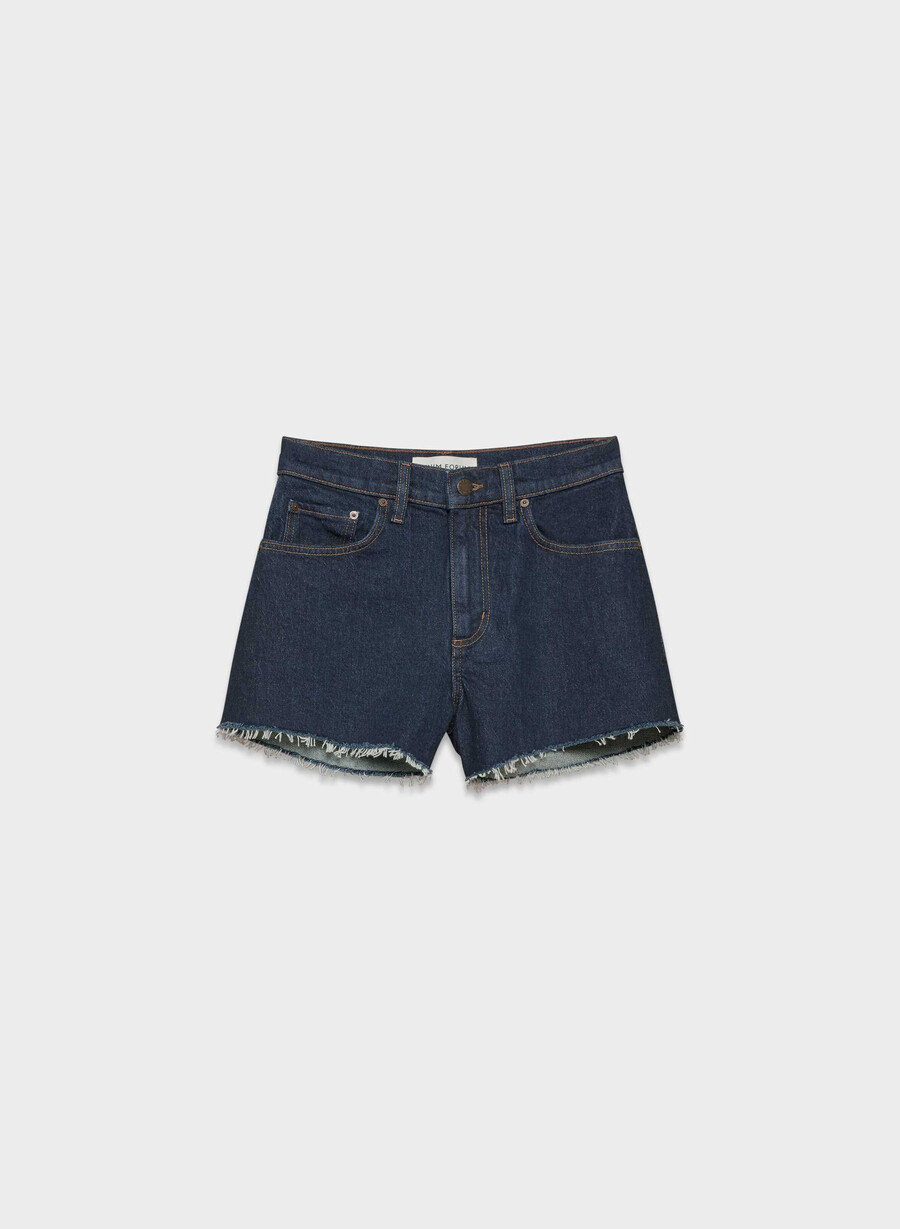 denim forum jodie curve-fit hi-rise mini denim short no-stress mØrk blÅ