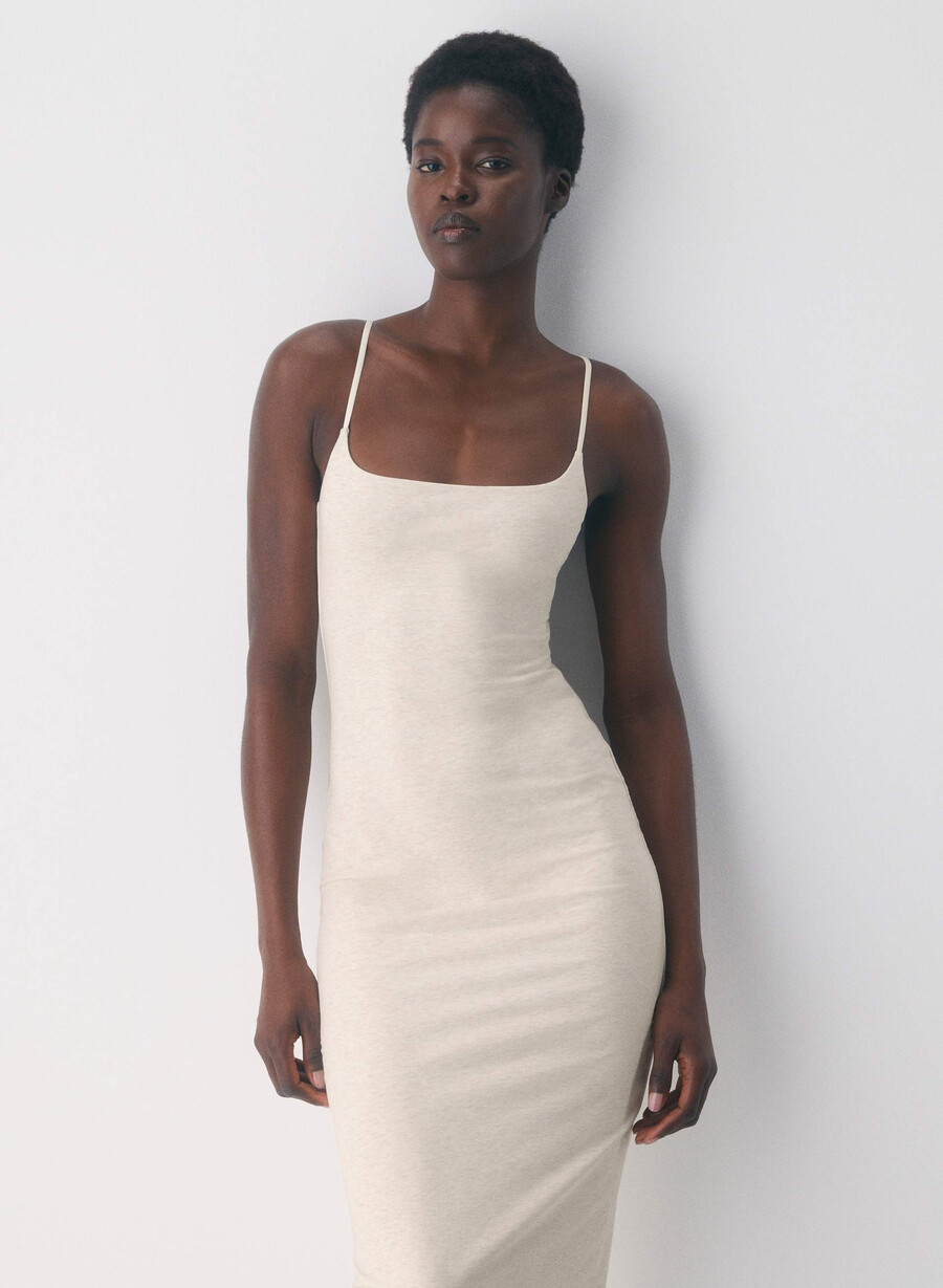 casual contour summon maxi cami-kjole heather light oatmea