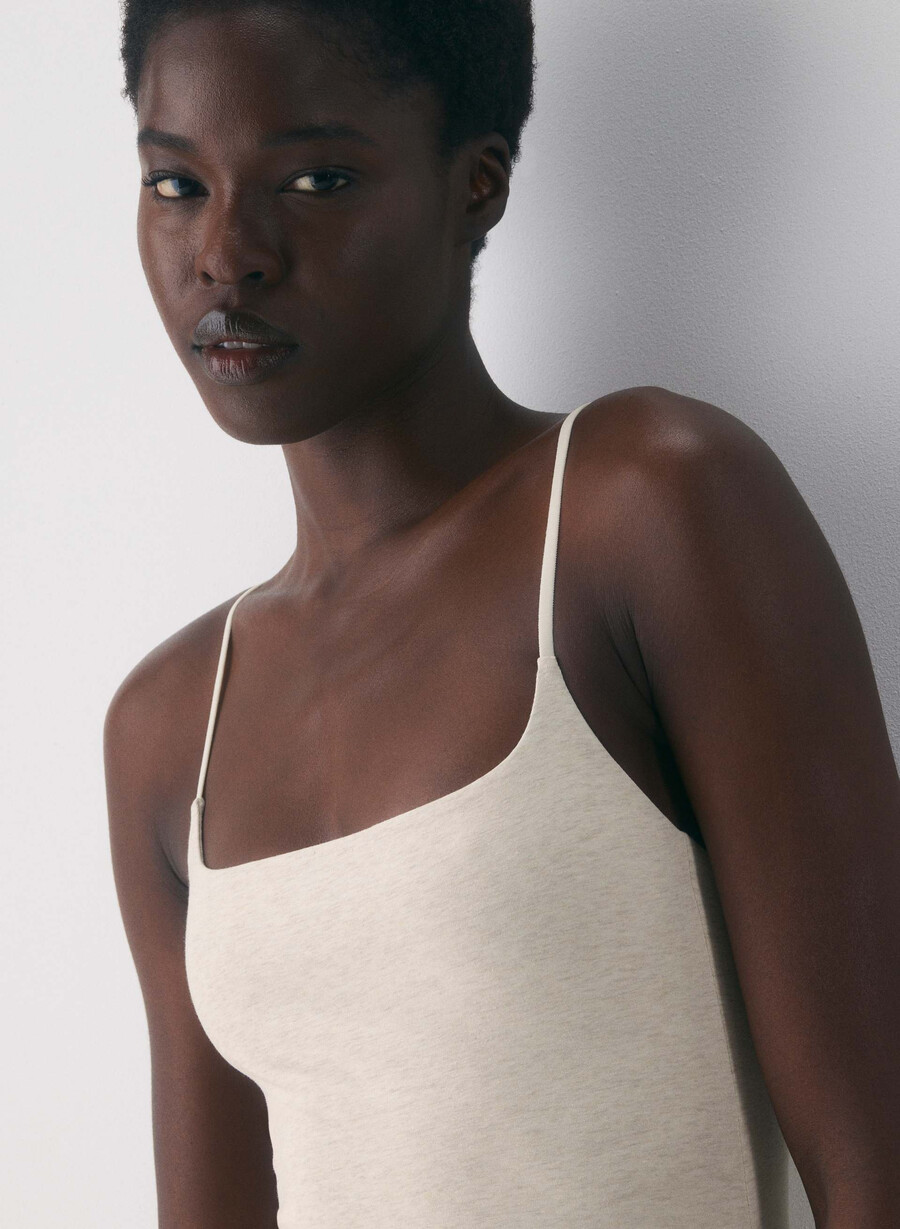 casual contour summon maxi cami-kjole heather light oatmea