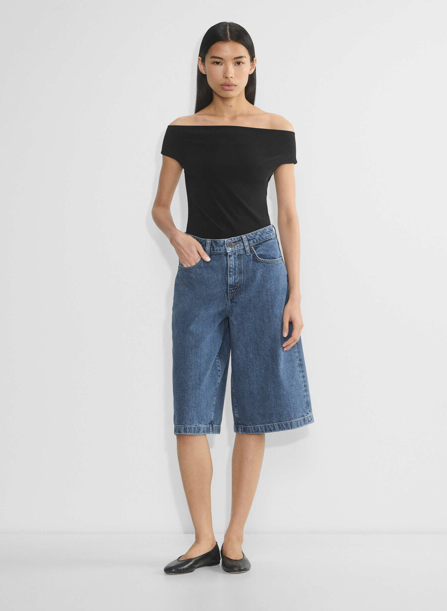 publicity under-knee denim short no-stress medium blÅ