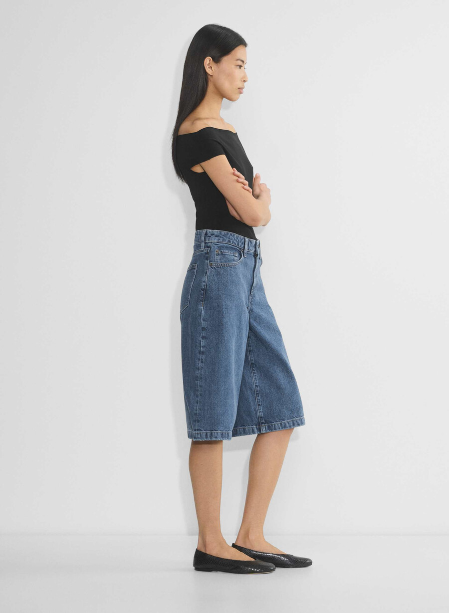 publicity under-knee denim short no-stress medium blÅ
