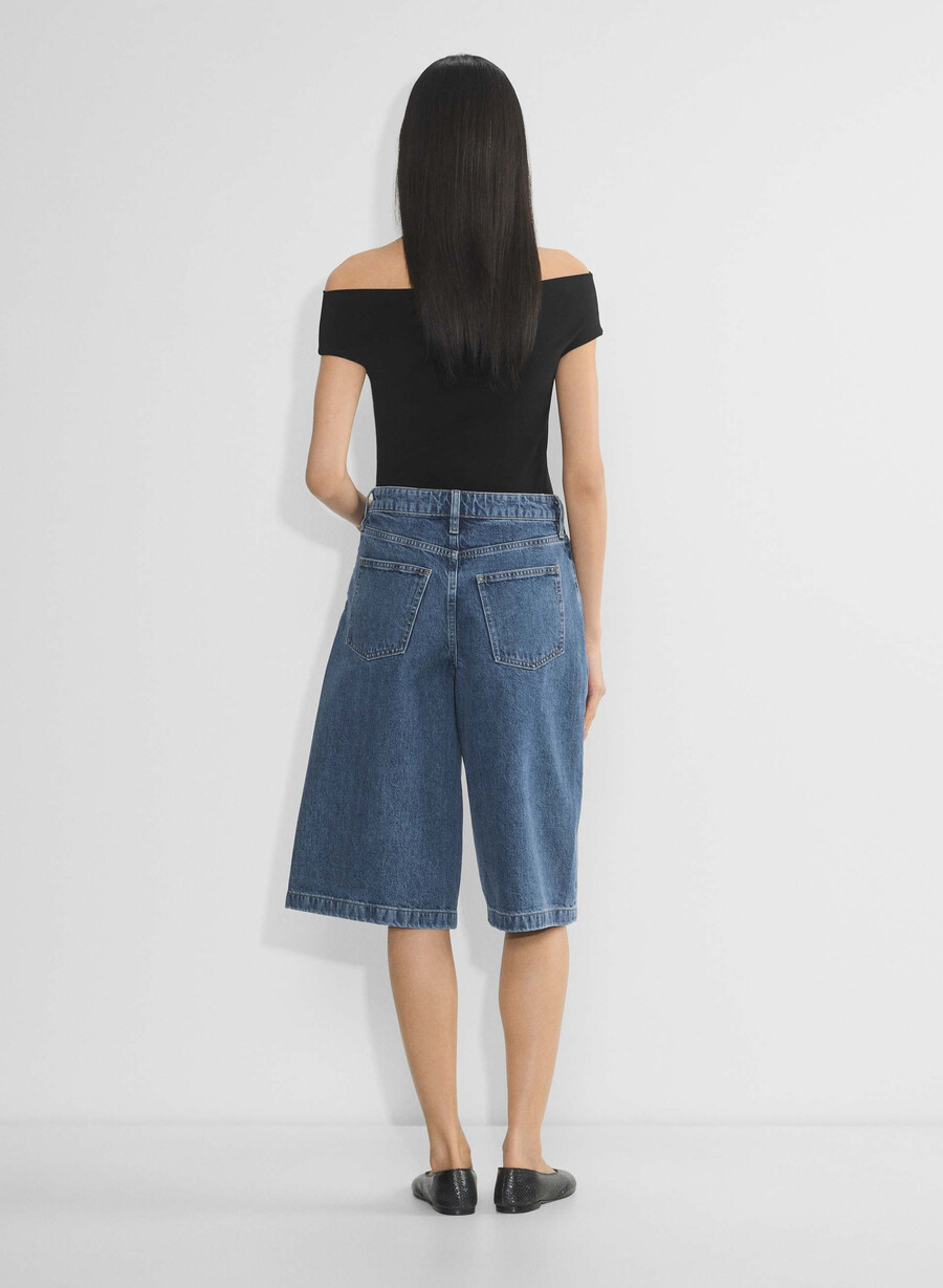 publicity under-knee denim short no-stress medium blÅ