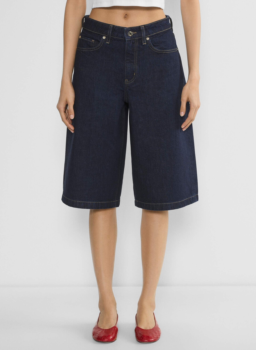 publicity under knee denim short no-stress mØrk blÅ