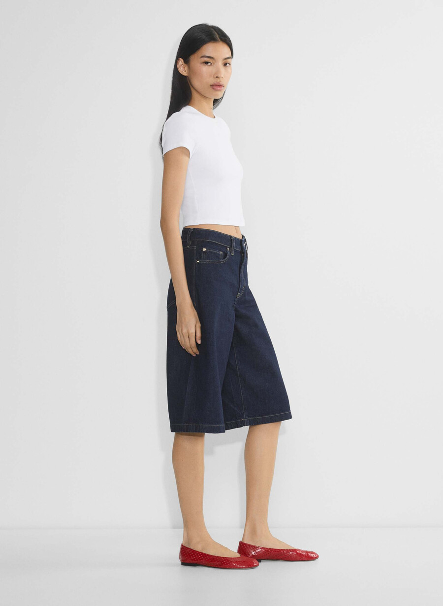 publicity under knee denim short no-stress mØrk blÅ