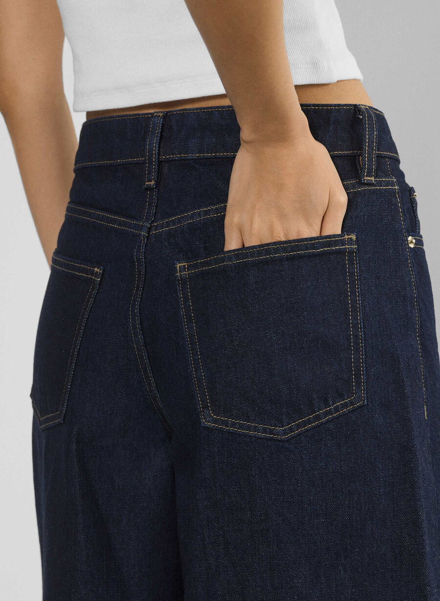 publicity under knee denim short no-stress mØrk blÅ