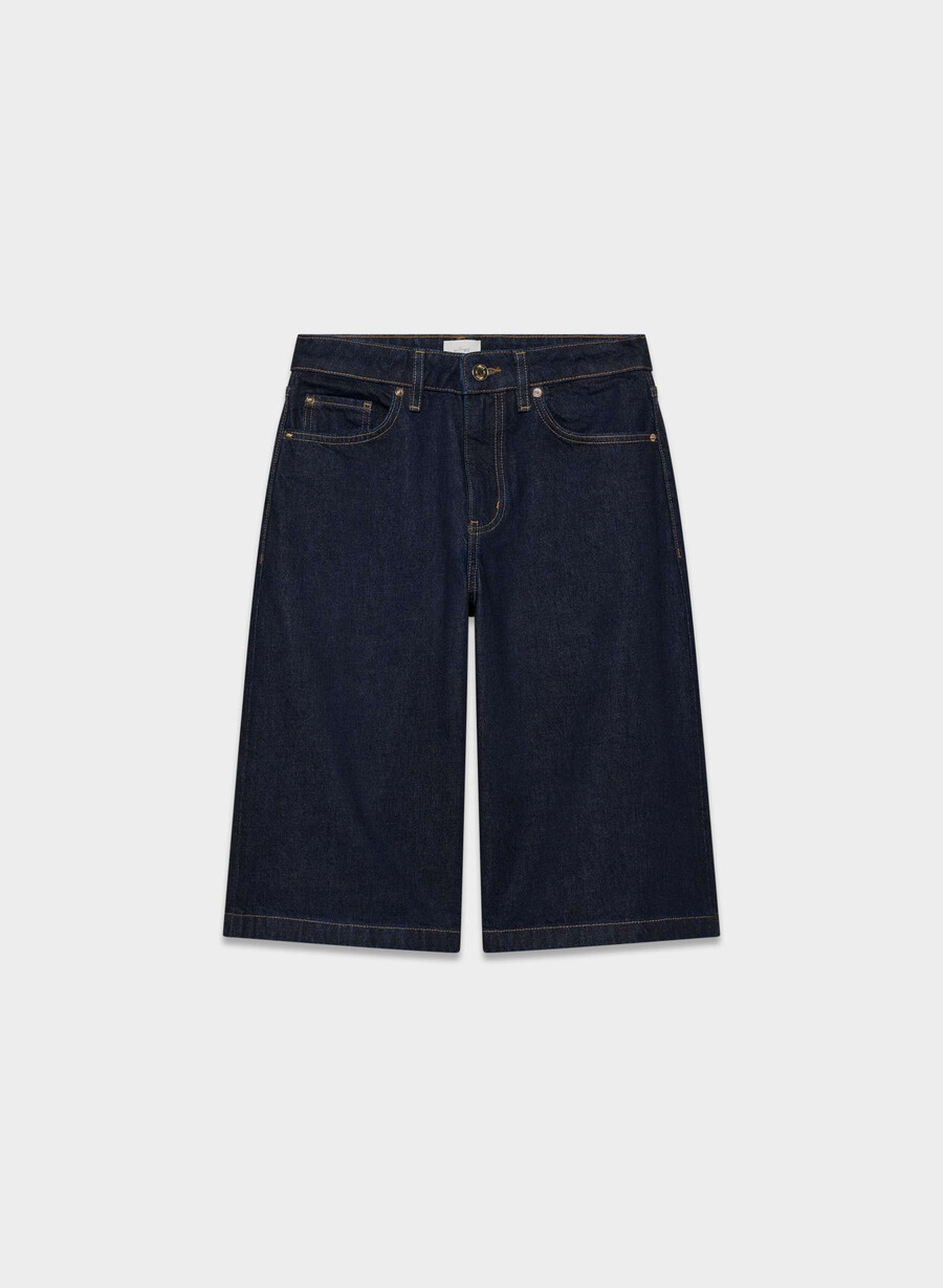 publicity under knee denim short no-stress mØrk blÅ