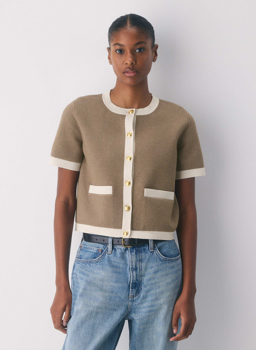 approach kortermet cardigan - wonder yarn hthr foli bwnmtte prl