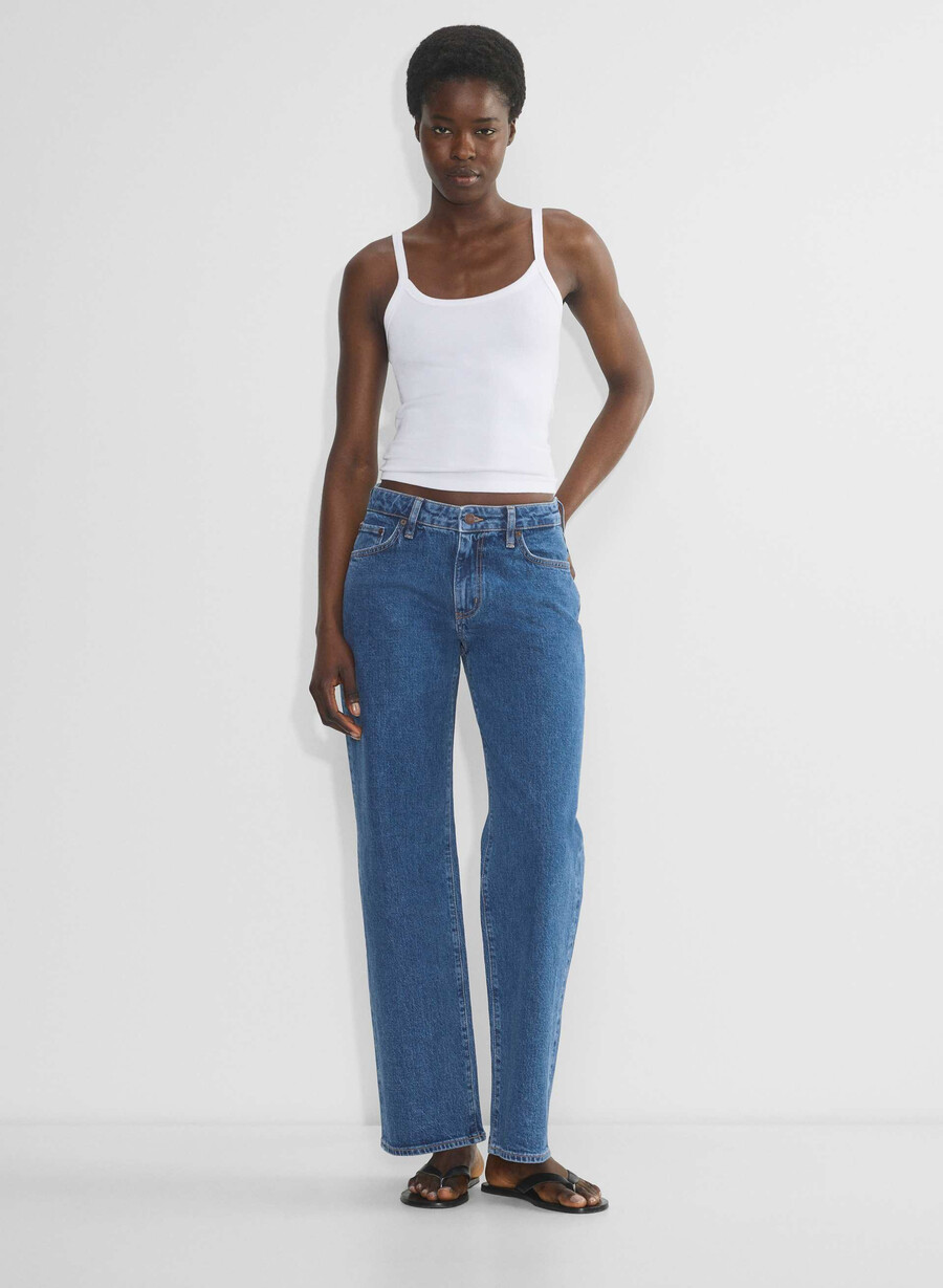 denim forum salma curve-fit super lo-rise baggy jeans no-stress medium blÅ