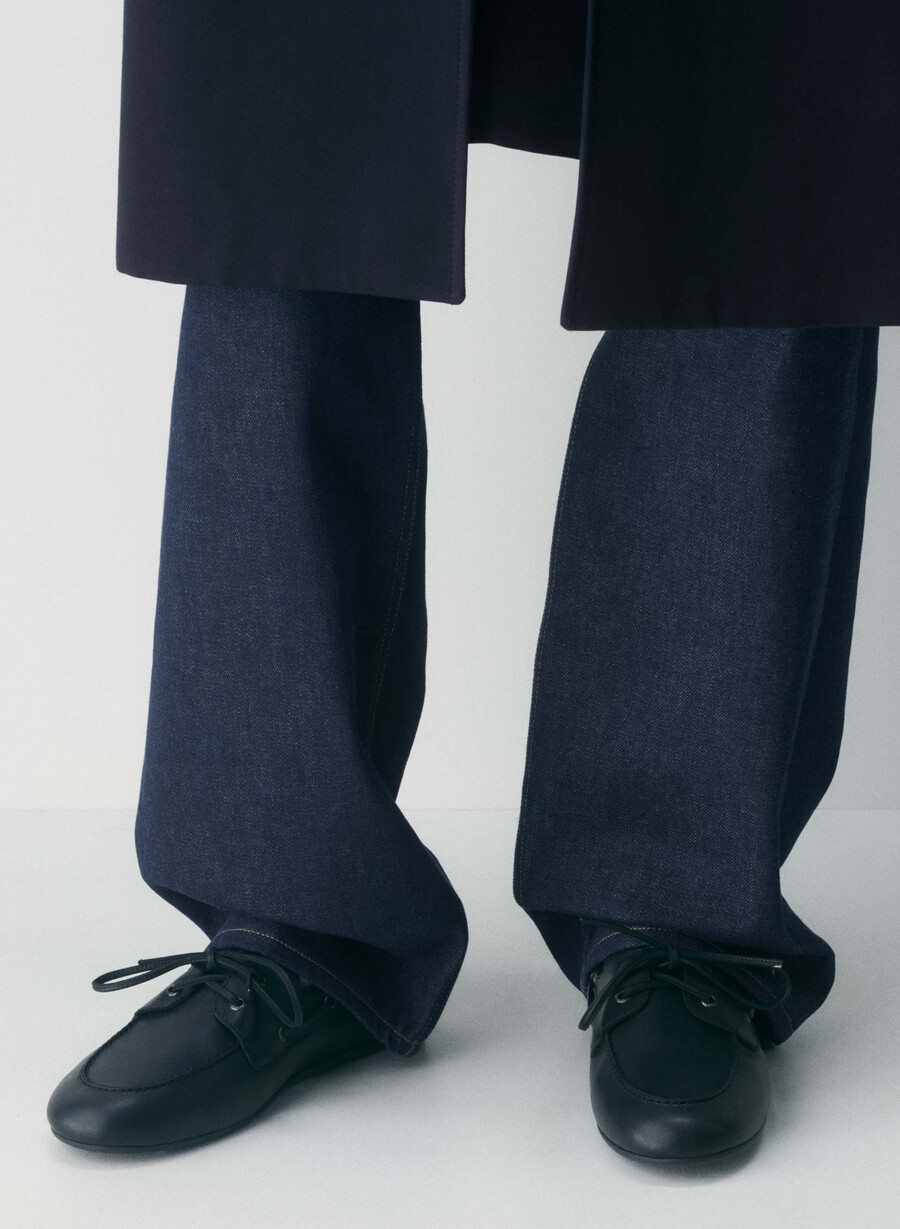 sperry x aritzia slim båtsko - glatt lær svart