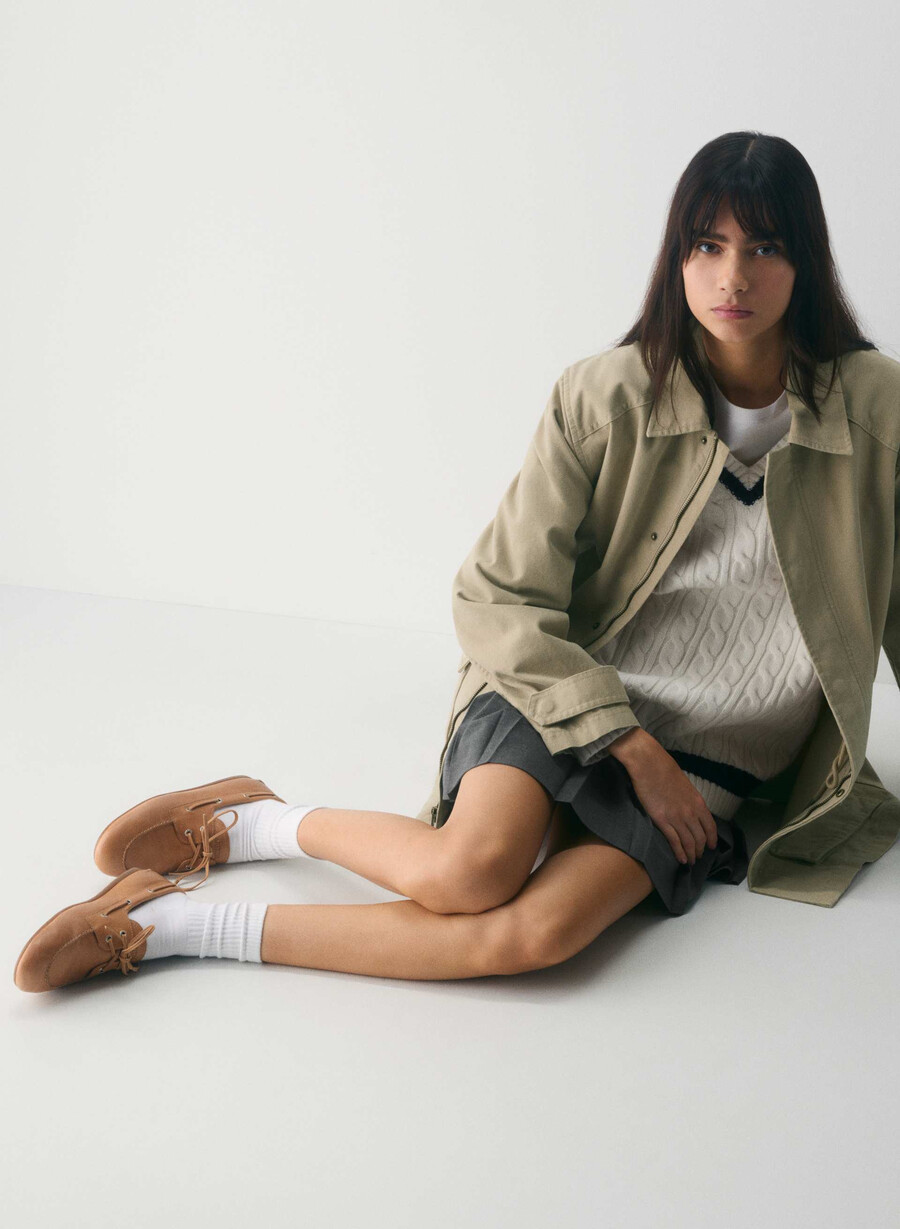 sperry x aritzia slim boat shoe - glatt skinn sahara sand