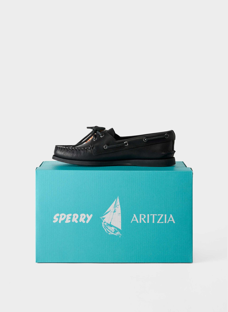 sperry x aritzia ao båtsko - glatt skinn svart
