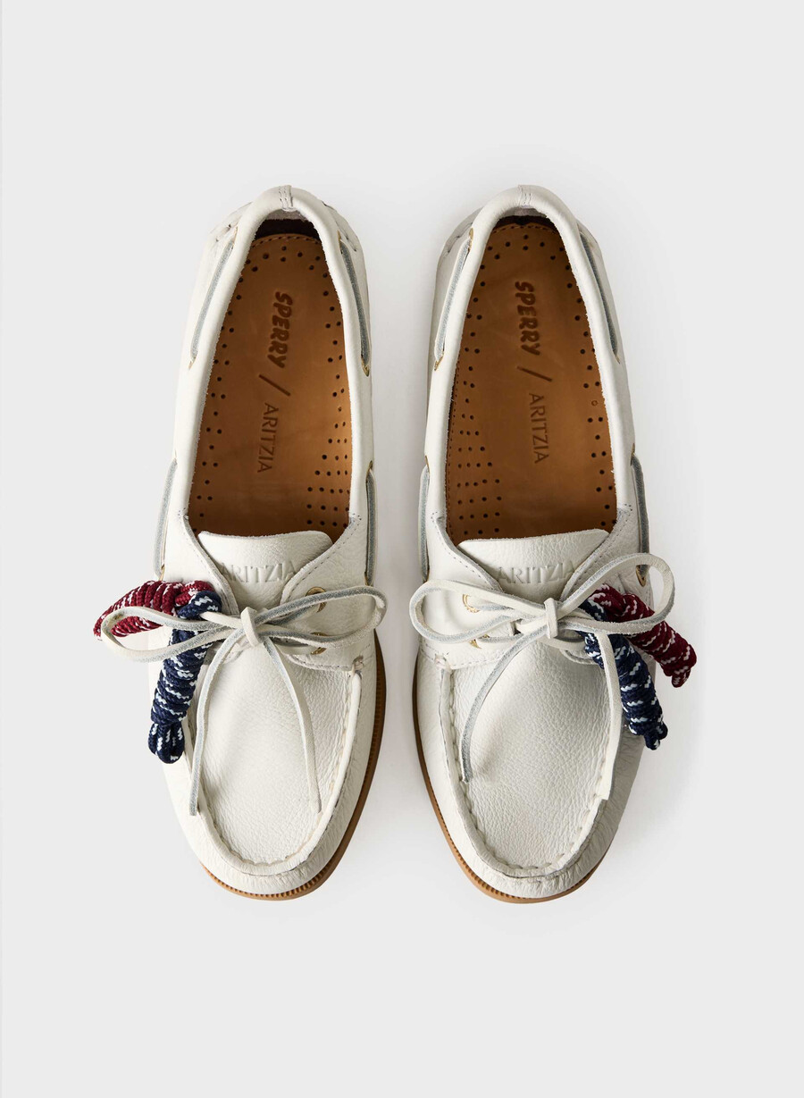 sperry x aritzia ao båtsko - glatt skinn halo white