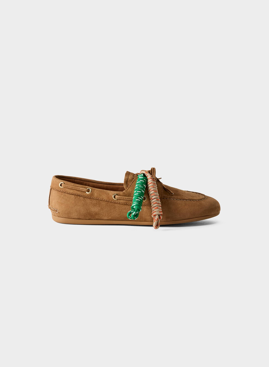sperry x aritzia slim båtsko - nubukskinn galley brun