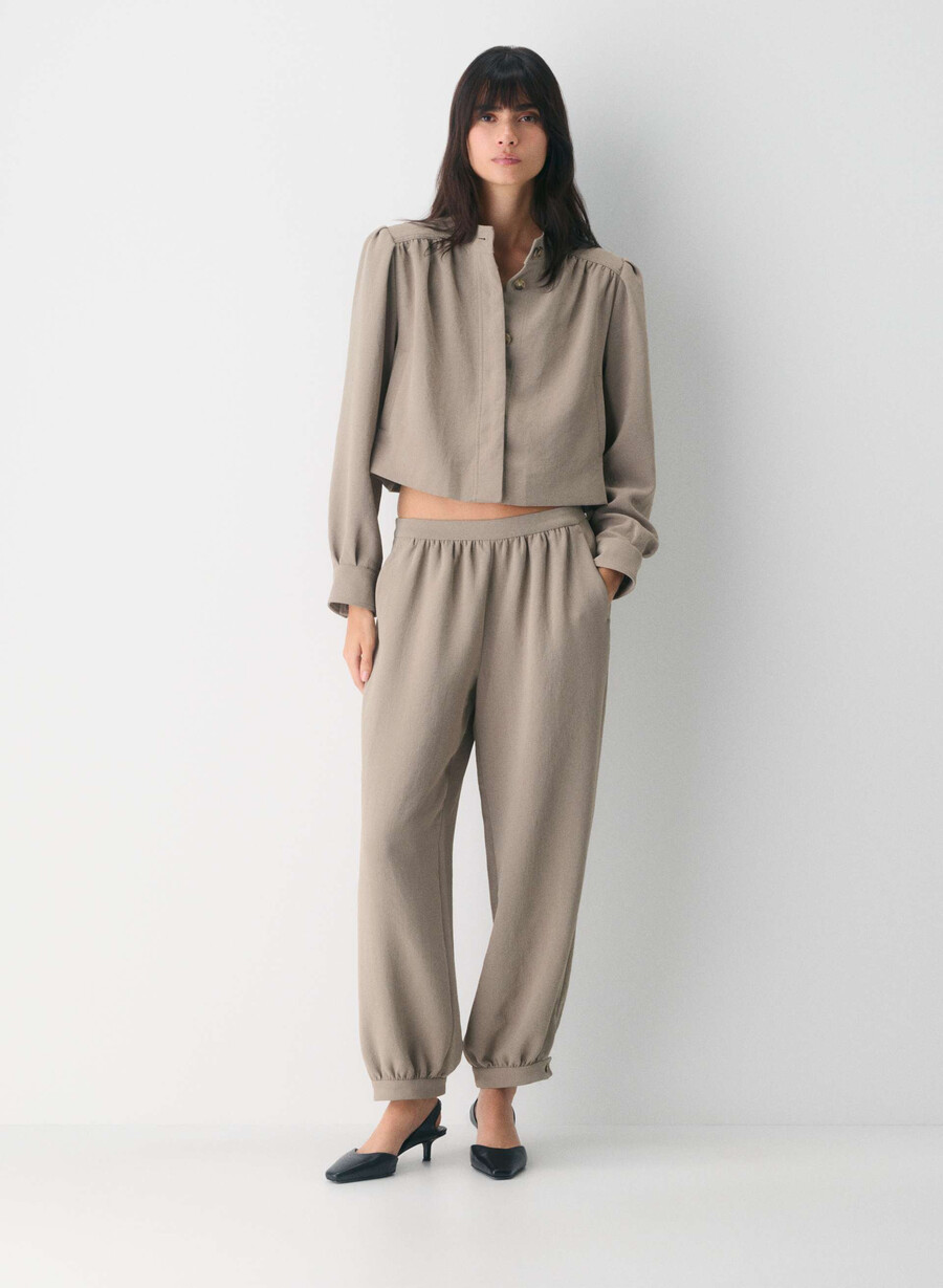 saffronbukse - crepette nomad taupe