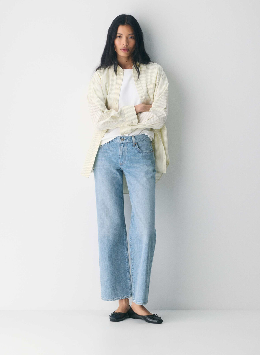 denim forum farrah lo-rise wide jean 7 yrs bleu taboo