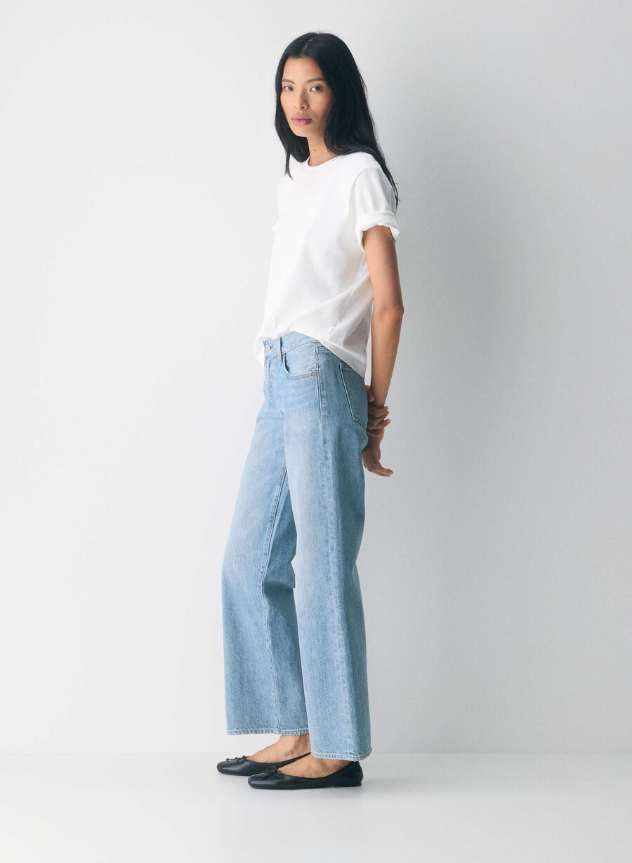 denim forum farrah lo-rise wide jean 7 yrs bleu taboo